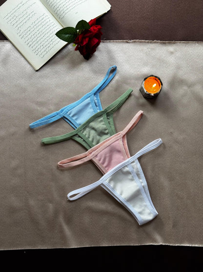 Cotton Ribbed Thong Panty (Pack of 4)