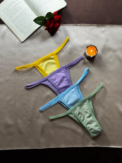 Cotton Ribbed Thong Panty (Pack of 4)