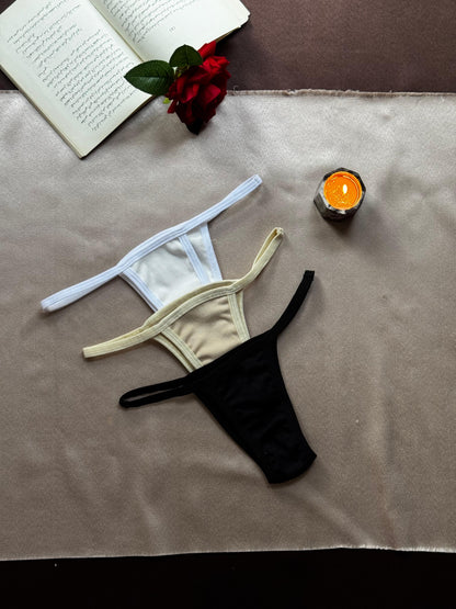 Cotton Ribbed Thong Panty (Pack of 3)