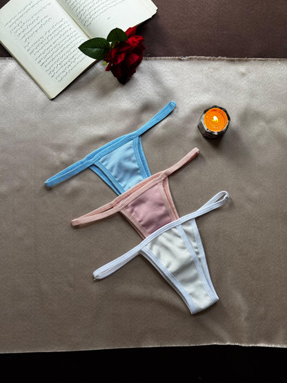 Cotton Ribbed Thong Panty (Pack of 3)