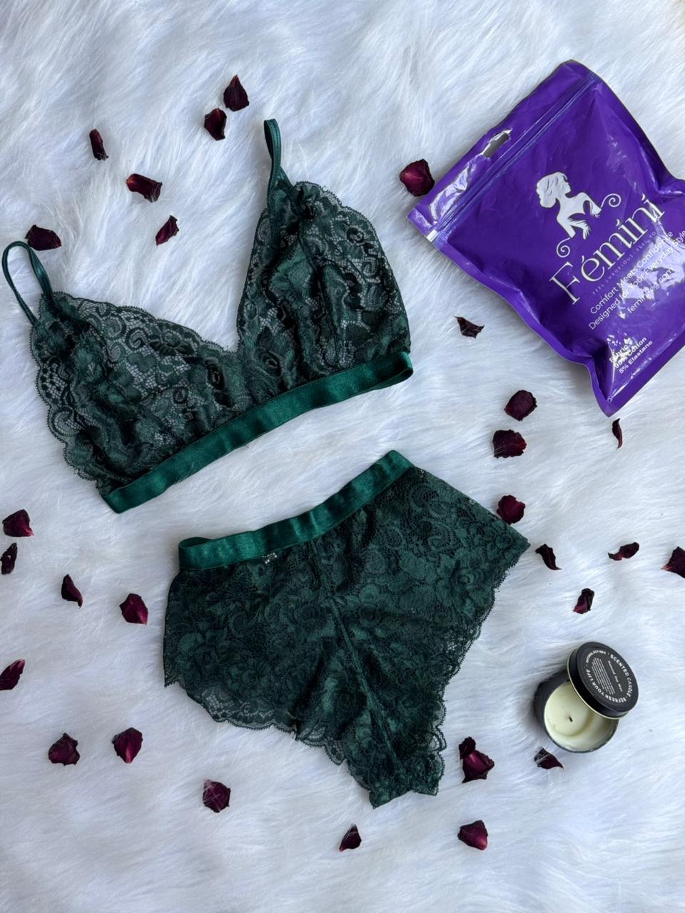 Lace Bralette and Shortie Set