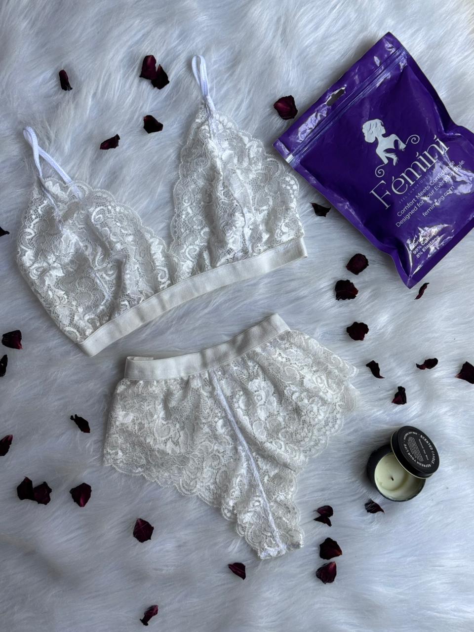 Lace Bralette and Shortie Set