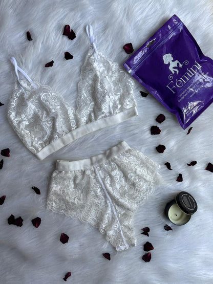 Lace Bralette and Shortie Set