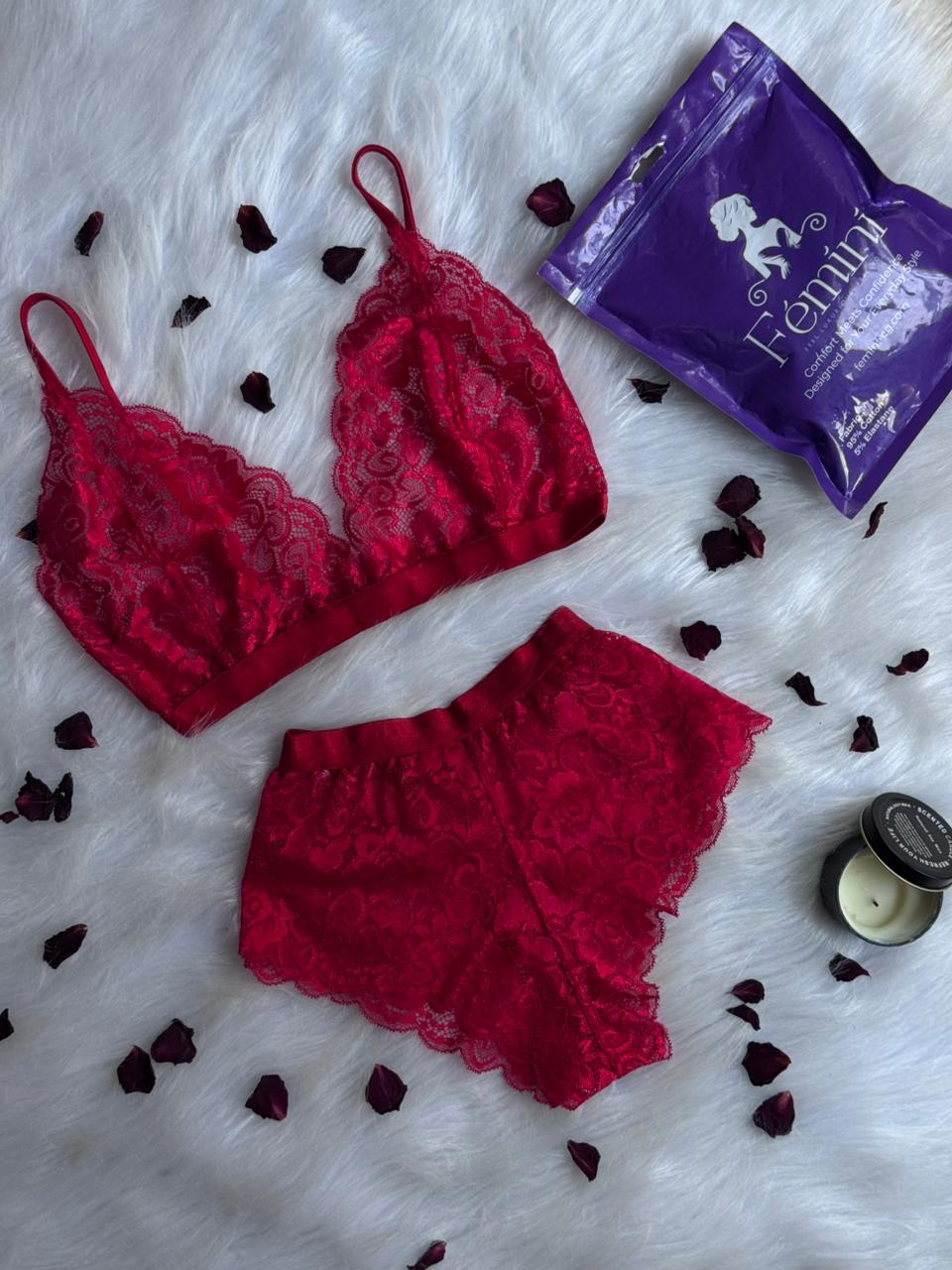 Lace Bralette and Shortie Set
