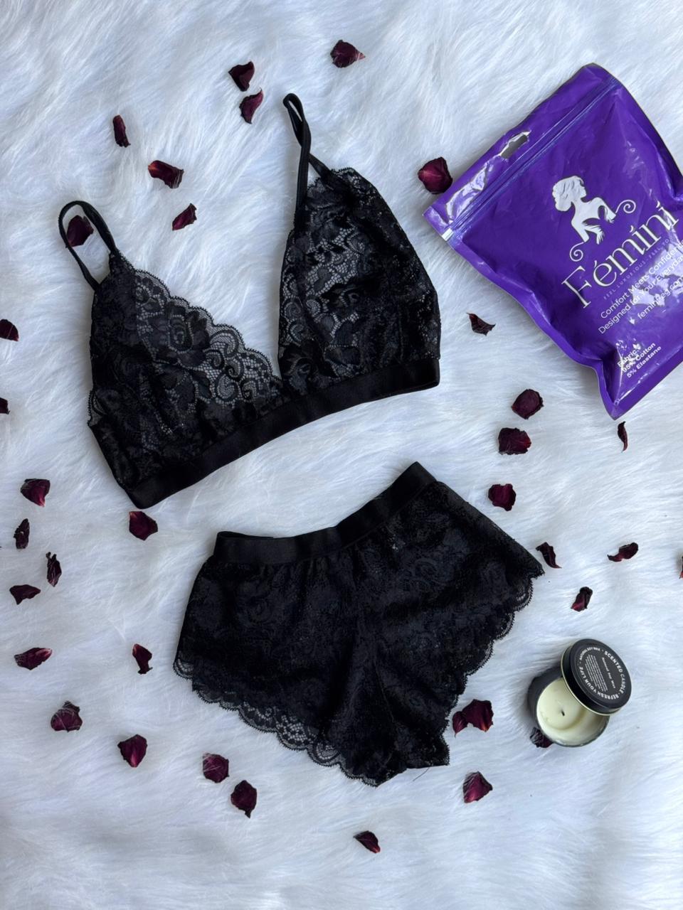 Lace Bralette and Shortie Set