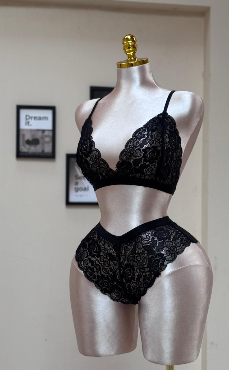 Lace Bralette and Shortie Set
