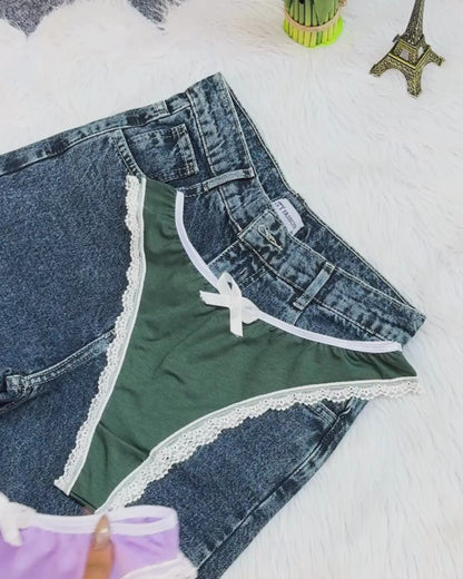 Cotton Lace-Trim Thong Panty (Pack of 6)